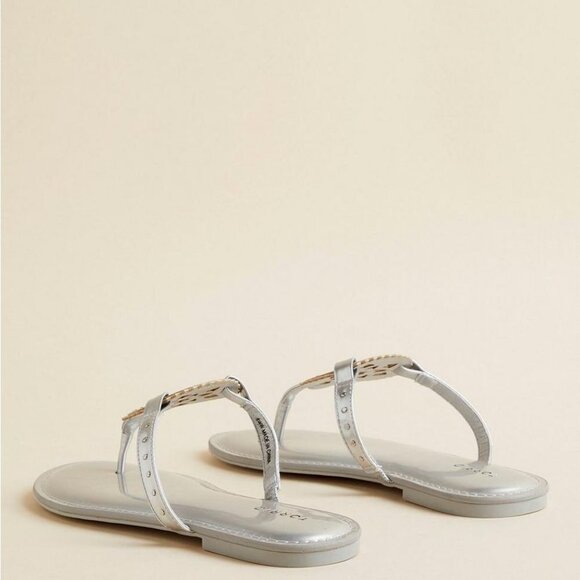 BOGO NWT Silver stud Medallion T Strap Jelly Sandals Mules Slides Flats SlipOn - Picture 3 of 4